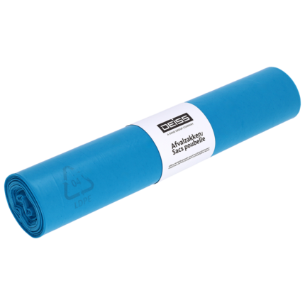 Afvalzak LDPE 65x50x135x0,04 cm blauw 240 liter 10 rol a 10 zakken p/ds