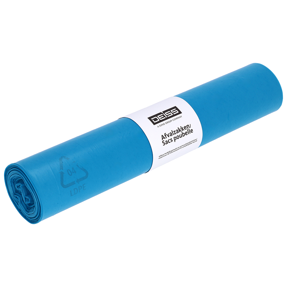 Afvalzak LDPE 65x50x135x0,04 cm blauw 240 liter 10 rol a 10 zakken p/ds