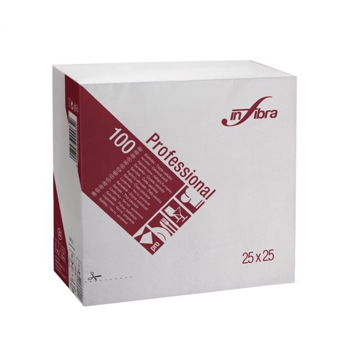 Servet wit Infibra 25 x 25 cm 2l 1/4 vouw - 30 x 100 st p/ds